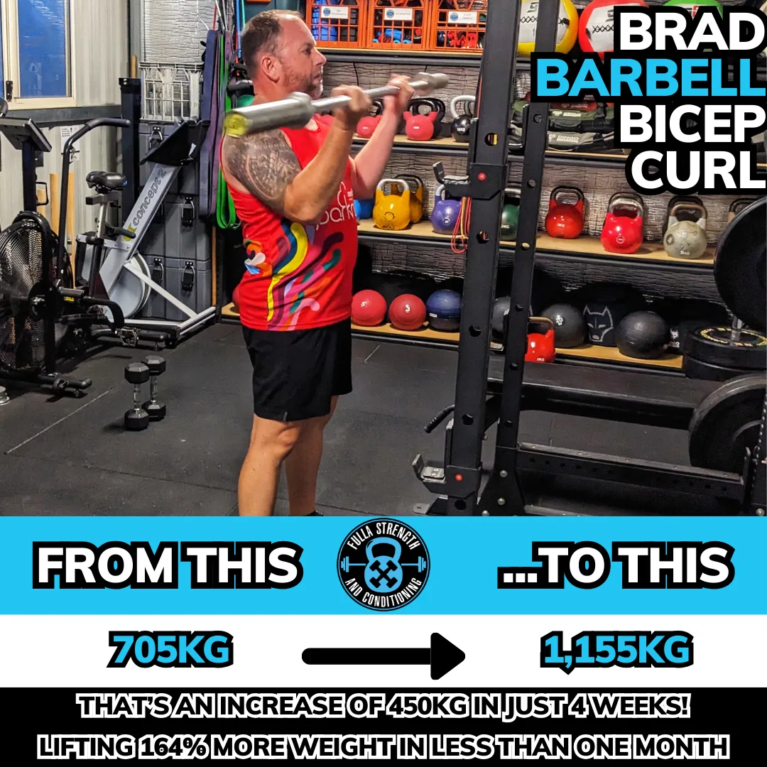 Client performing barbell bicep curl