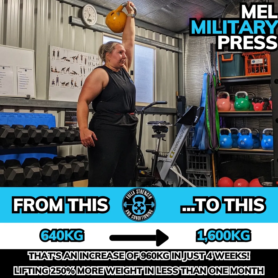 Client performing military press